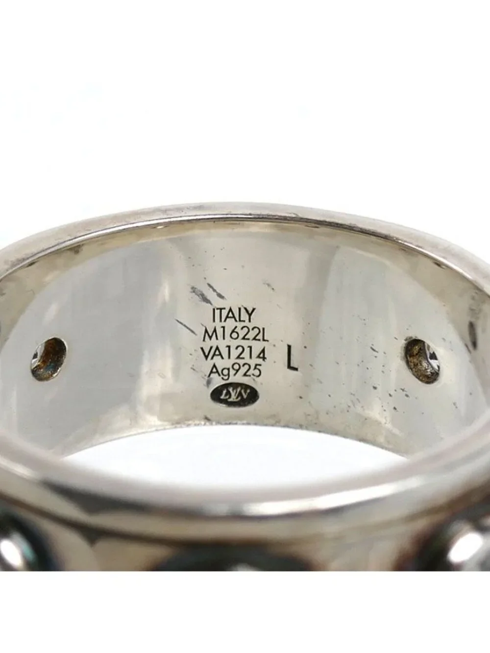 Louis Vuitton 925 Sterling Silver Ring LV Studded